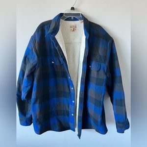 Blue/Black Sherpa Lined Flannel Jacket